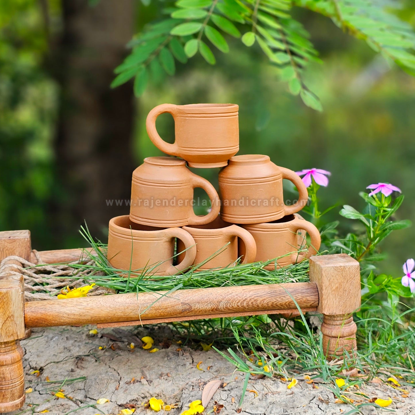Handmade Set of 6 Mitti Cups by Rajender Clay Handicraft – Eco-Friendly Clay Drinkware