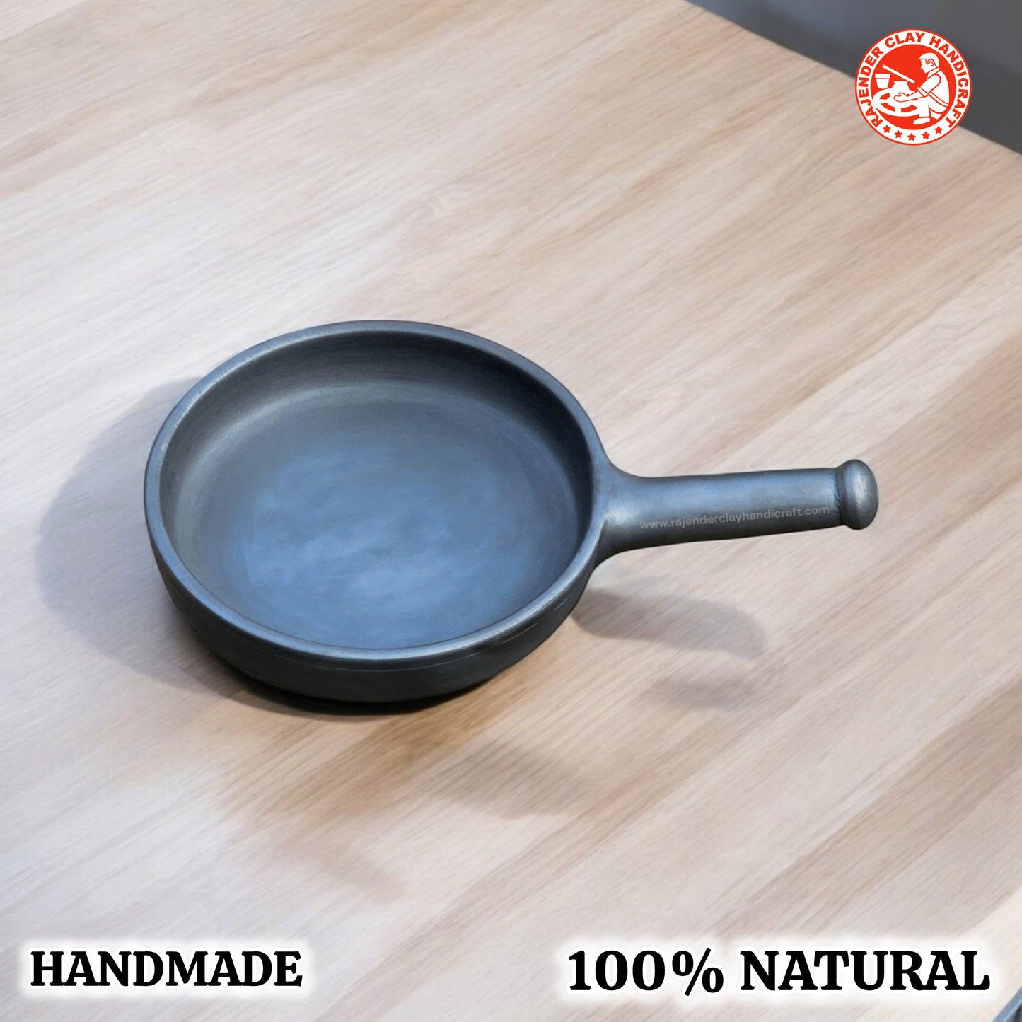 Black Mitti Fry Pan by Rajender Clay Handicraft – Handmade Traditional Clay Skillet