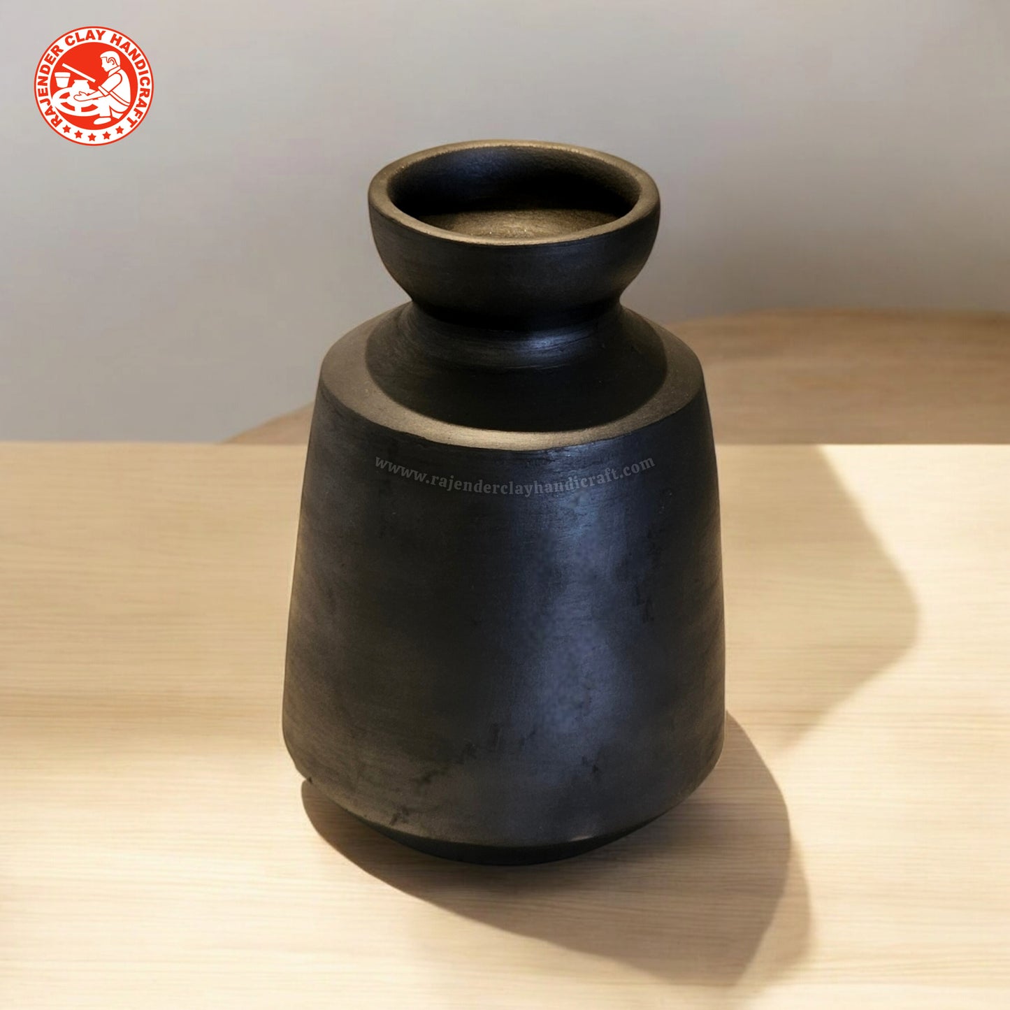 Mitti Black Water Jar - Handmade Clay Water Pot for Storing Water, Juices, and Beverages by Rajender Clay Handicraft