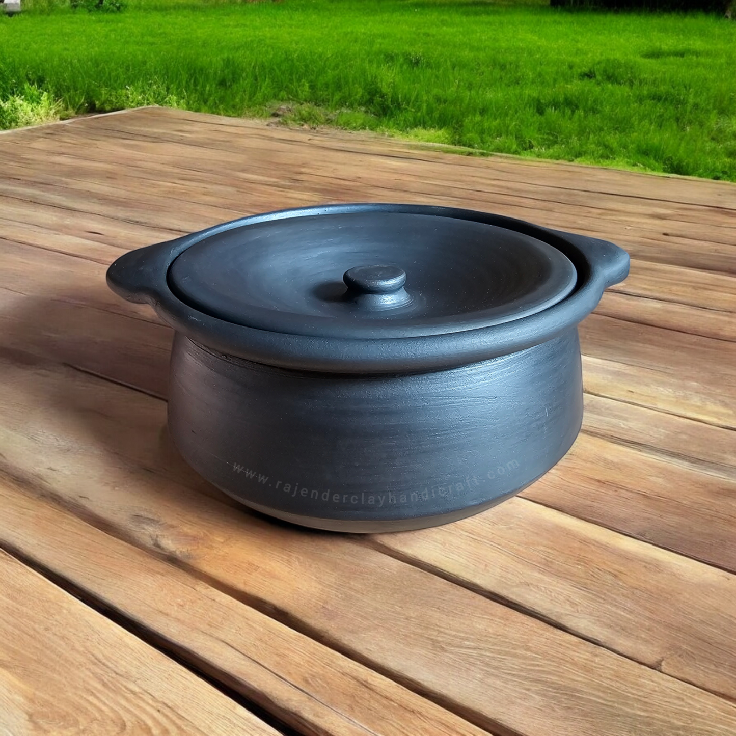 Black Kabutari Cooking Pot - Handcrafted by Rajender Clay Handicraft