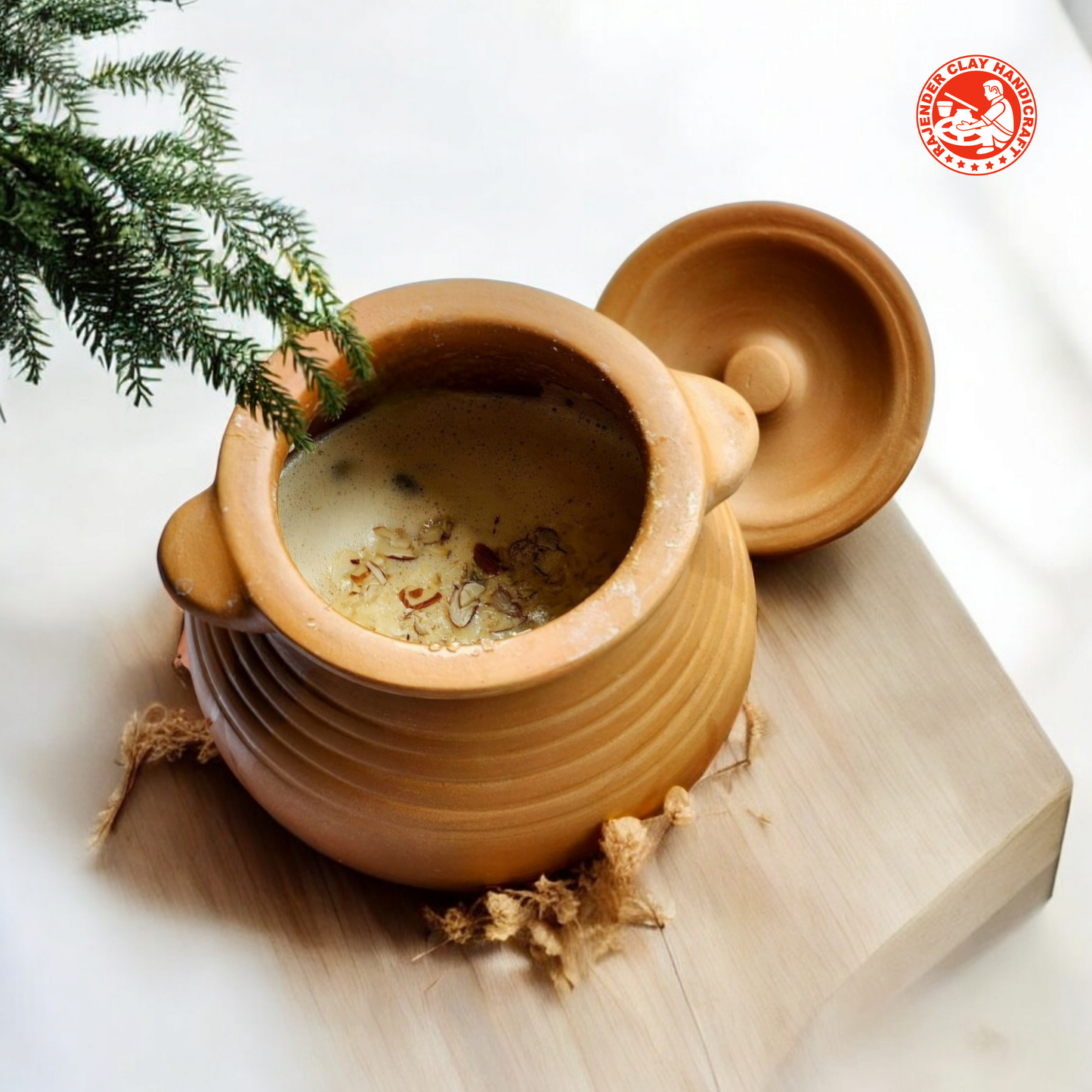 Deep Pot Handi 100% Handmade by Rajender Clay Handicraft - Traditional Earthenware for Cooking Dal, Biryanis, Vegetables, Pulao & Curries and More