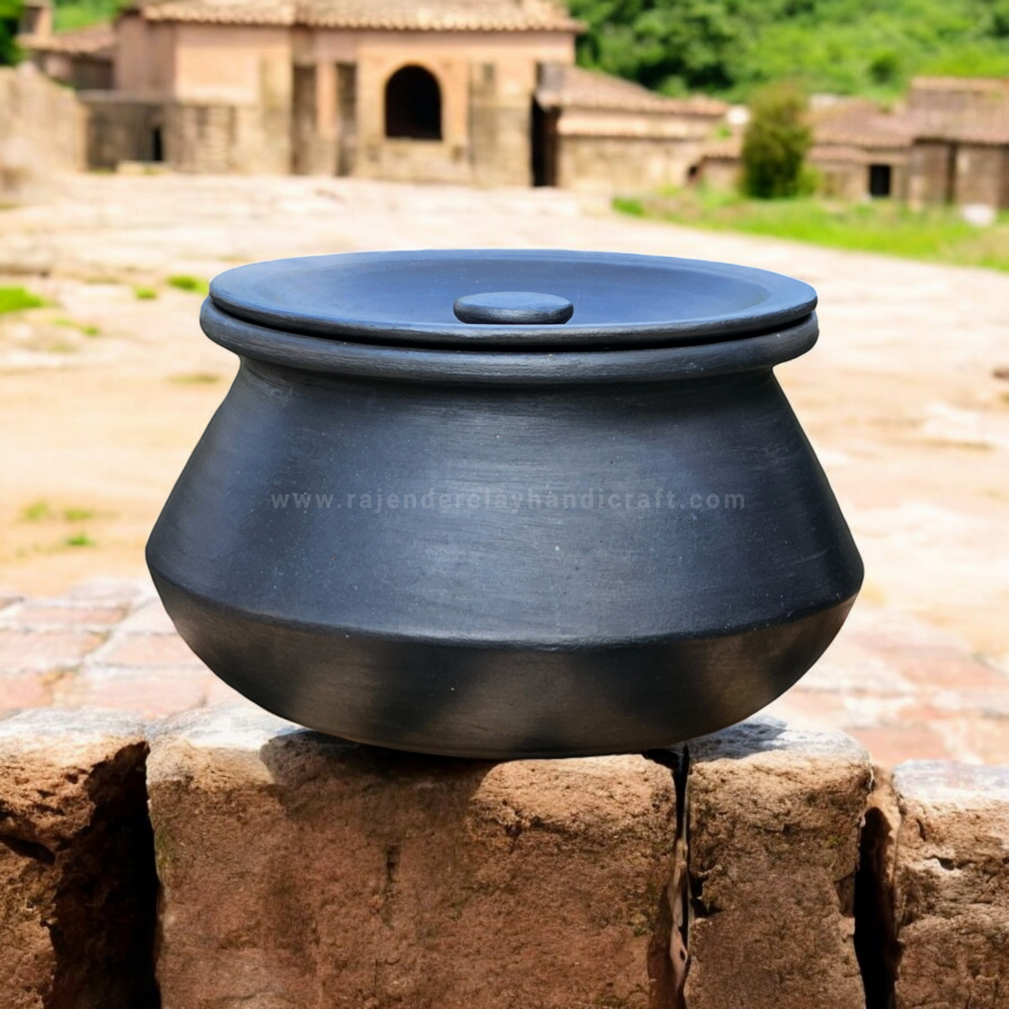Black Desi Handi by Rajender Clay Handicraft – Handmade Traditional Clay Pot
