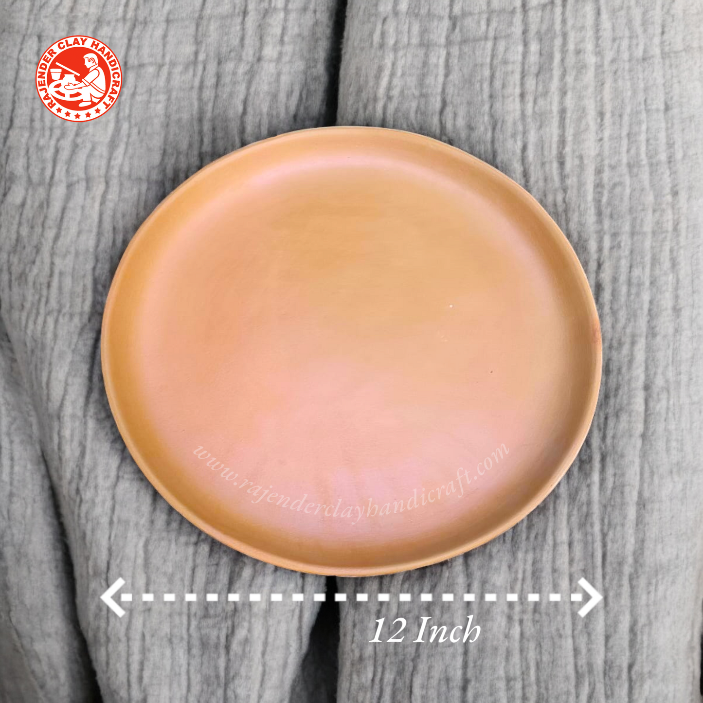Thali 12 Inch - Clay Plate by Rajender Clay Handicraft | Handmade for Serving All Types of Food