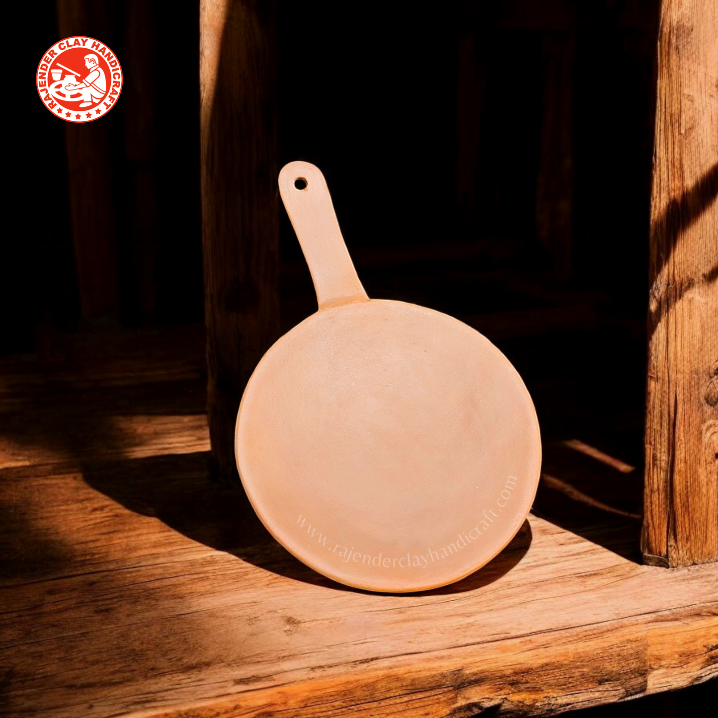 Natural Handle Tawa by Rajender Clay Handicraft – Perfect for Authentic Cooking | Mitti Tawa | Eco-friendly Clay Tawa