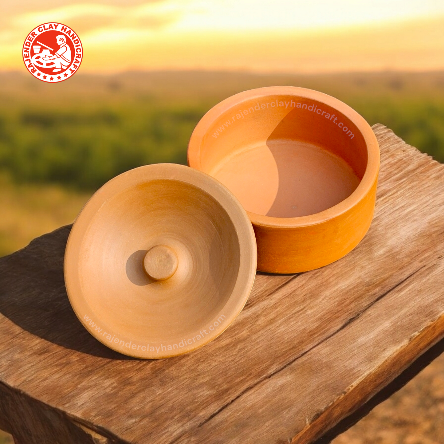 Flat Curd Pot for Dahi by Rajender Clay Handicraft – Handmade Traditional Clay Pot