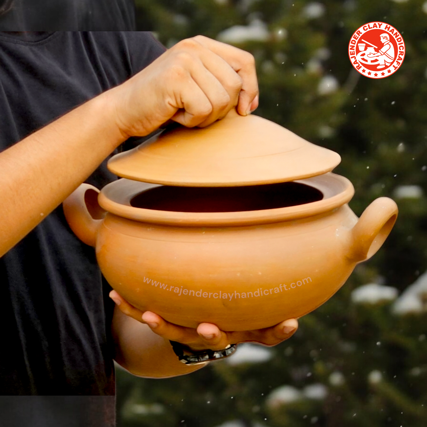 Traditional Mitti Kadhai with Lid by Rajender Clay Handicraft – Perfect for All Types of Cooking