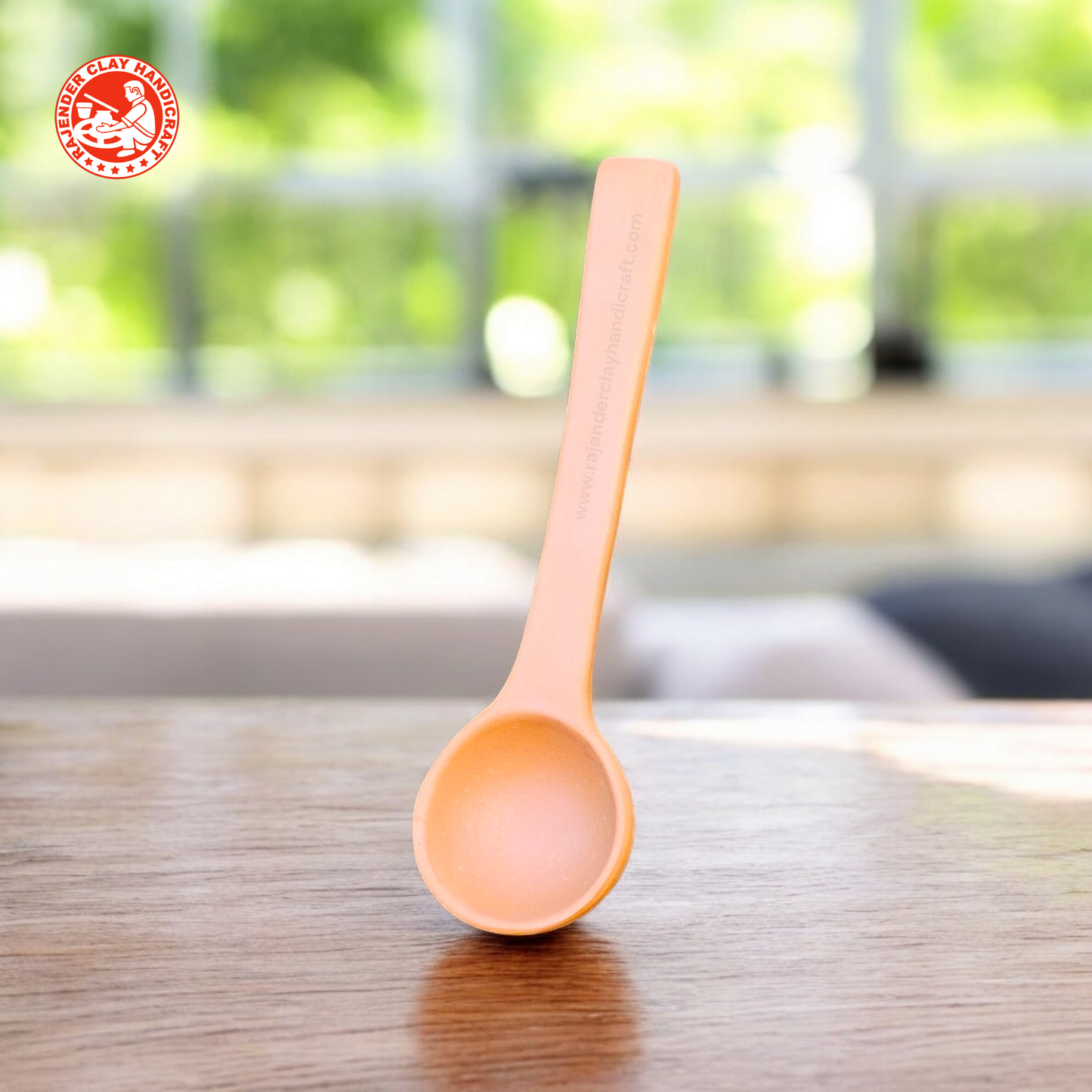 Mitti Round Spatula or Serving Spoon by Rajender Clay Handicraft – Handcrafted Eco-Friendly Clay Cooking Utensil