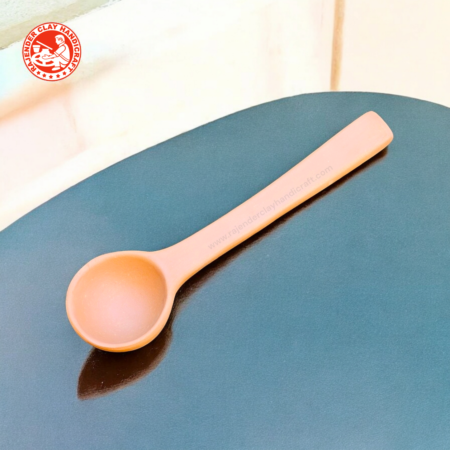 Mitti Round Spatula or Serving Spoon by Rajender Clay Handicraft – Handcrafted Eco-Friendly Clay Cooking Utensil