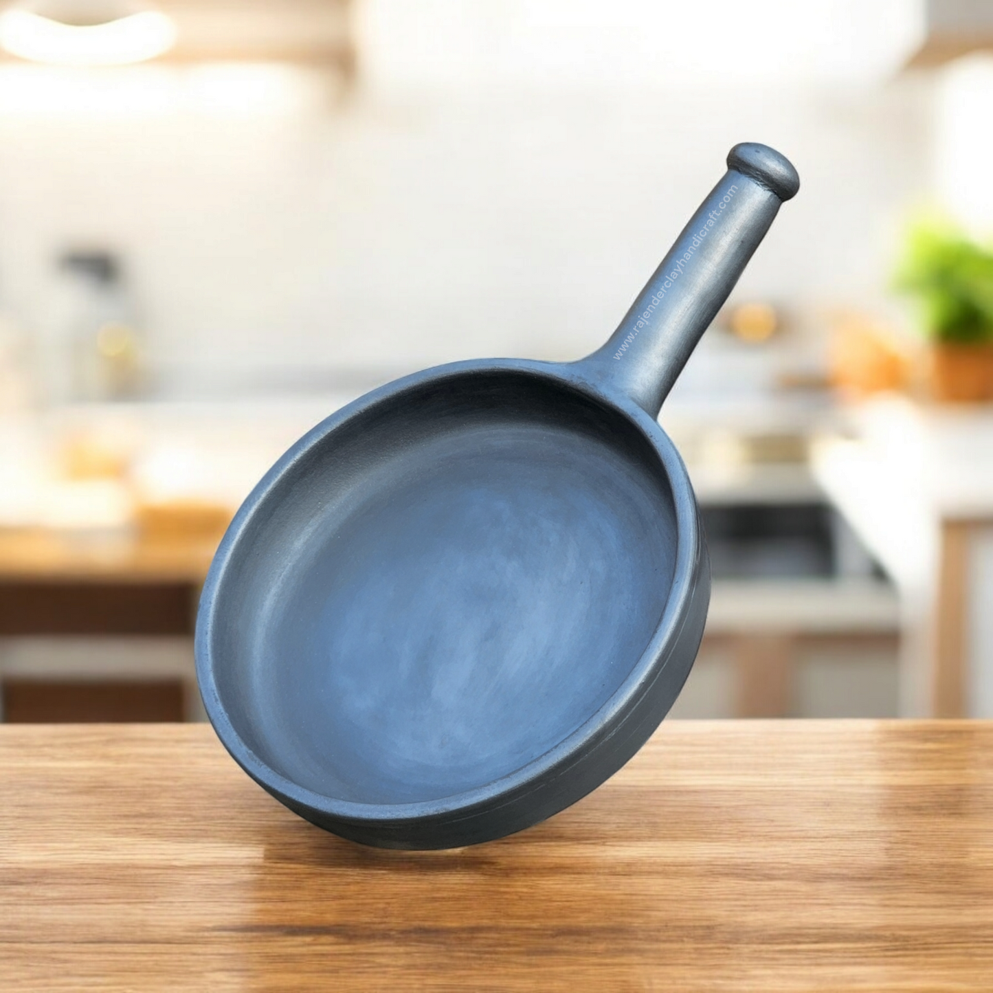 Black Mitti Fry Pan by Rajender Clay Handicraft – Handmade Traditional Clay Skillet