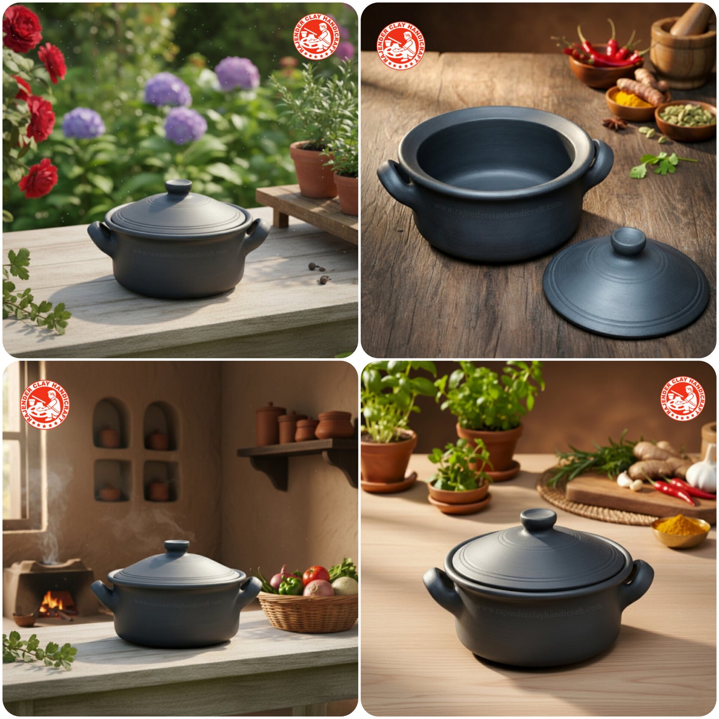 Handmade Flat Clay Kadhai | Multi-Purpose Earthen Cookware for Healthy Cooking | Durable, Eco-Friendly & Non-Toxic | Authentic Craft by Rajender Clay Handicraft