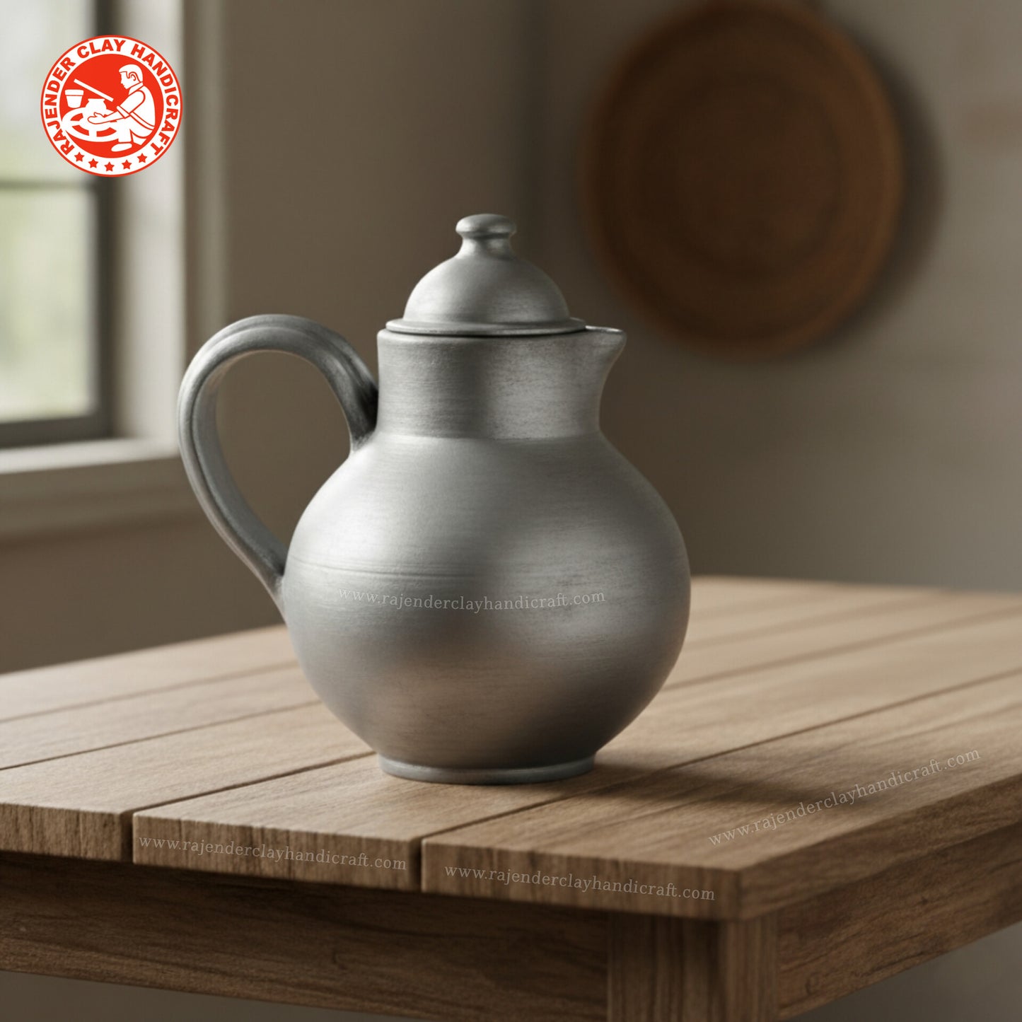 Handcrafted Black Royal Clay Jug by Rajender Clay Handicraft | Eco-Friendly Earthen Water Pitcher | Traditional, Natural & Sustainable