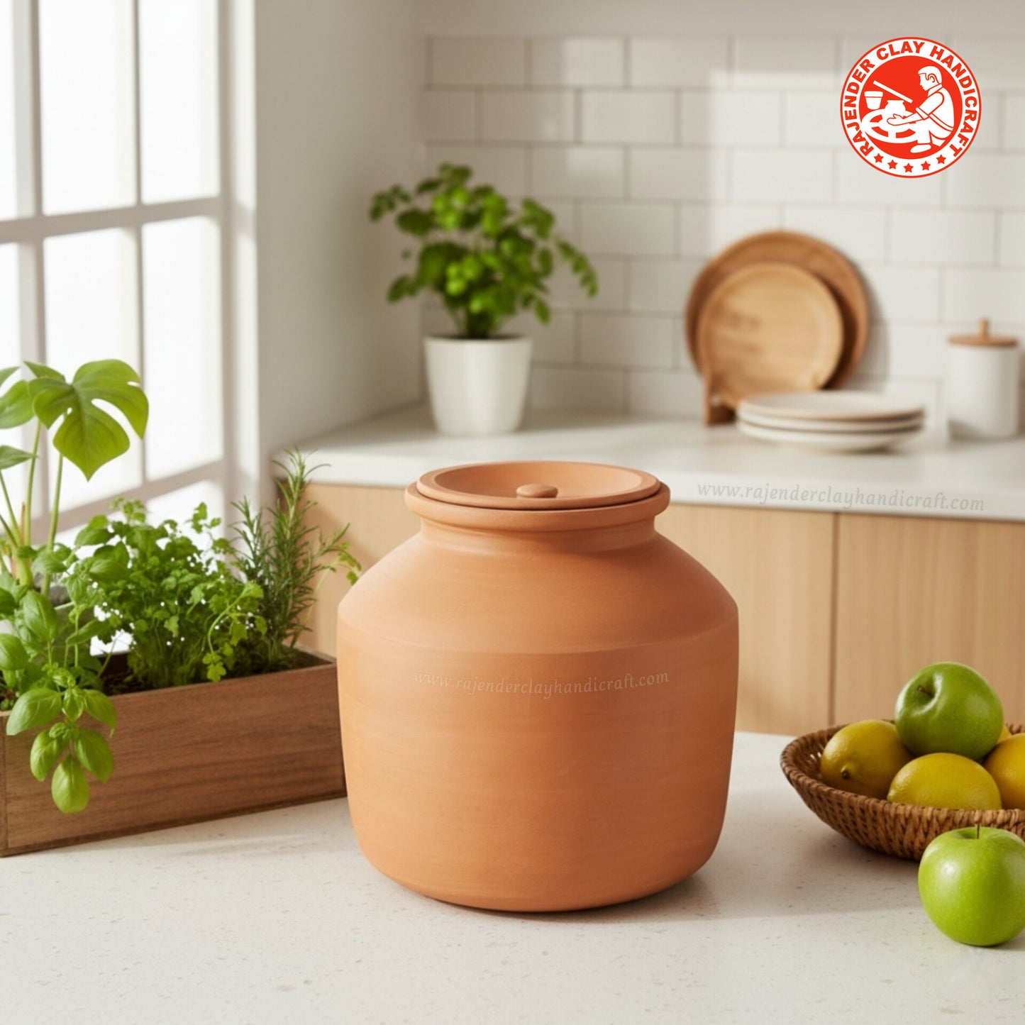 Heritage Matka by Rajender Clay Handicraft | 100% Pure Natural Mitti Clay Water Pot | Handmade Earthen Pot for Cool, Pure & Healthy Drinking Water | Eco-Friendly & Traditional