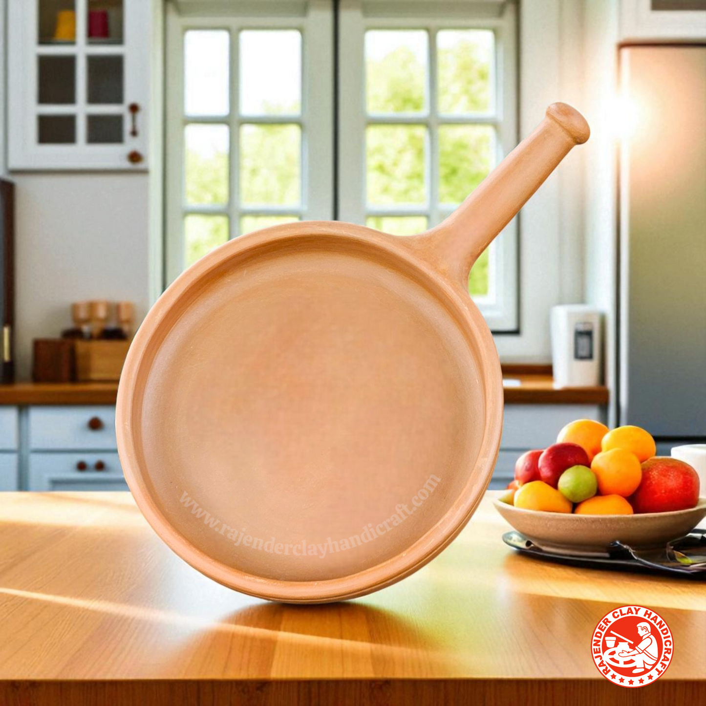 Mitti Fry Pan by Rajender Clay Handicraft – 100% Natural Clay Cooking Pan for Healthy and Authentic Flavors