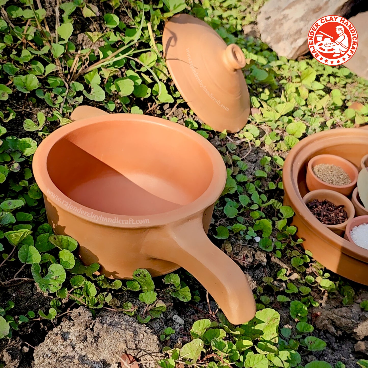 Mitti Sauce Pan by Rajender Clay Handicraft – Traditional Clay Pan for Tea, Milk, and Cooking