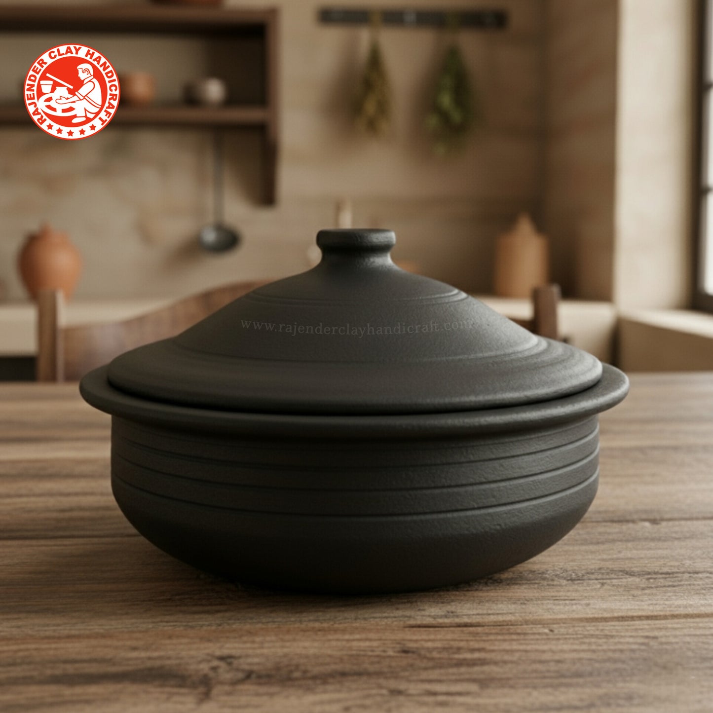 Handmade Black South Indian Clay Kadhai | Traditional Earthen Cooking Pot | Natural & Non-Toxic Cookware by Rajender Clay Handicraft
