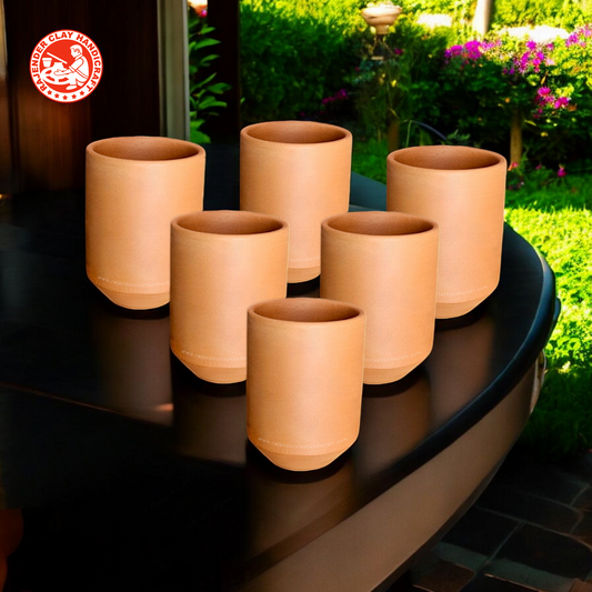 Set of 6 Mitti Glasses (250 ml) by Rajender Clay Handicraft – Handmade Natural Clay Tumblers