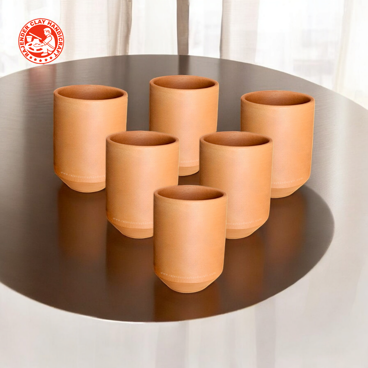 Set of 6 Mitti Glasses (250 ml) by Rajender Clay Handicraft – Handmade Natural Clay Tumblers