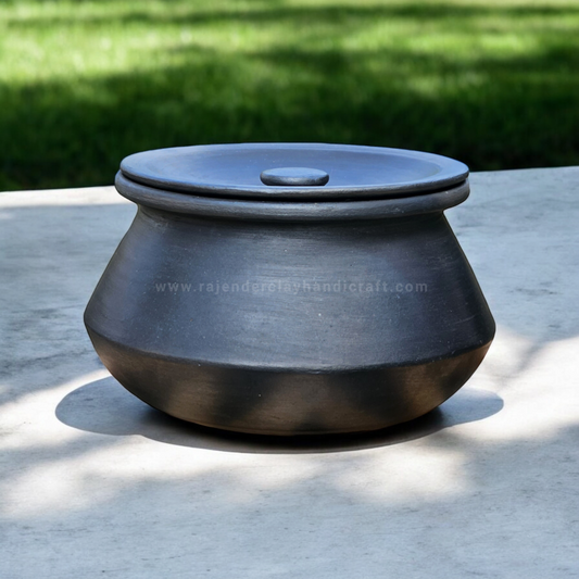 Black Desi Handi by Rajender Clay Handicraft – Handmade Traditional Clay Pot