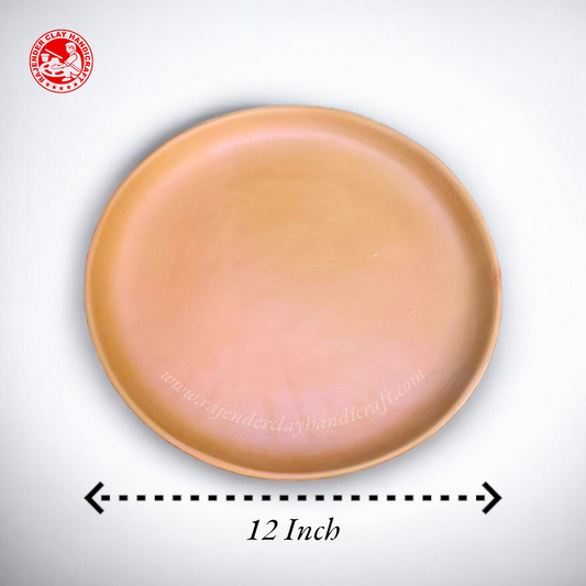 Thali 12 Inch - Clay Plate by Rajender Clay Handicraft | Handmade for Serving All Types of Food