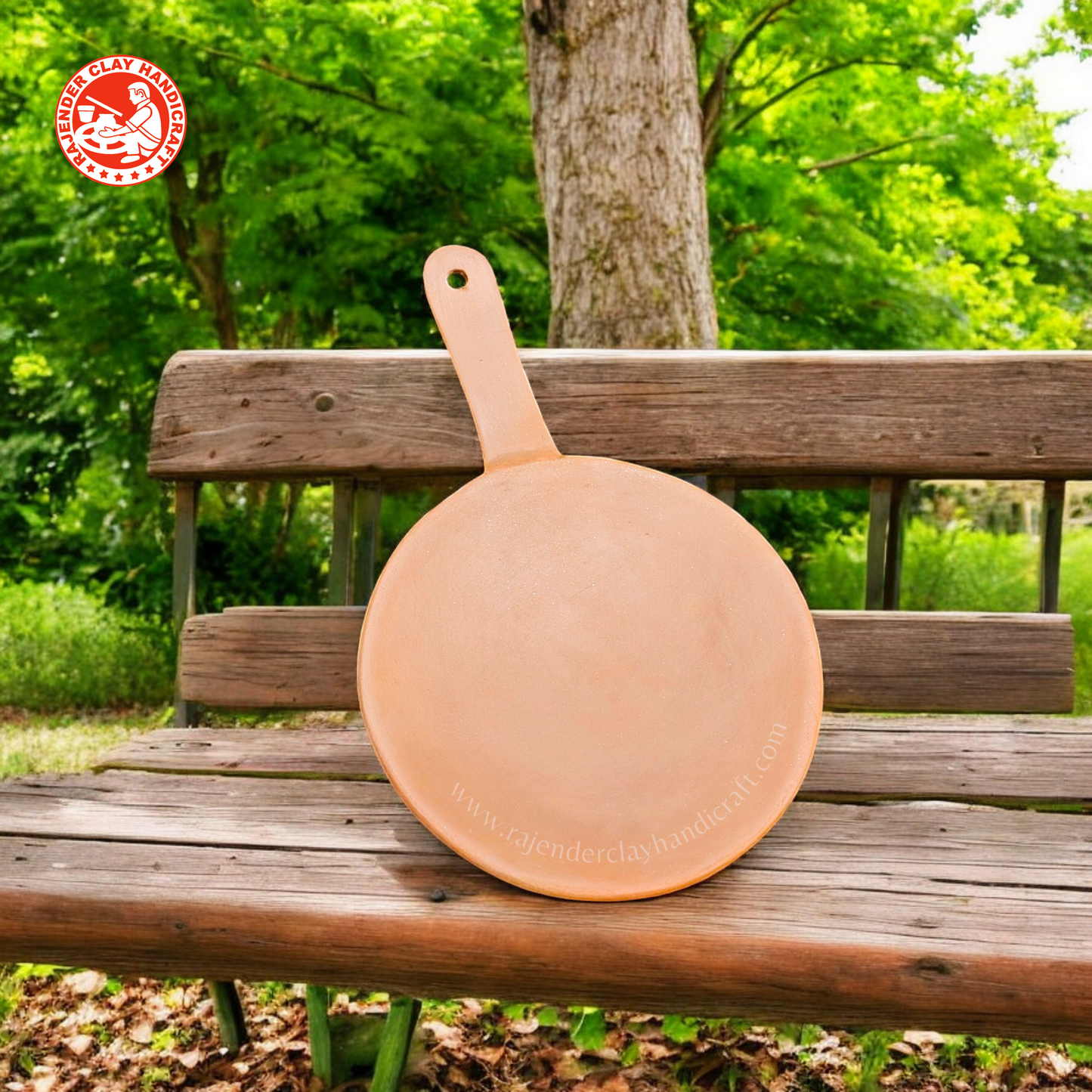 Natural Handle Tawa by Rajender Clay Handicraft – Perfect for Authentic Cooking | Mitti Tawa | Eco-friendly Clay Tawa