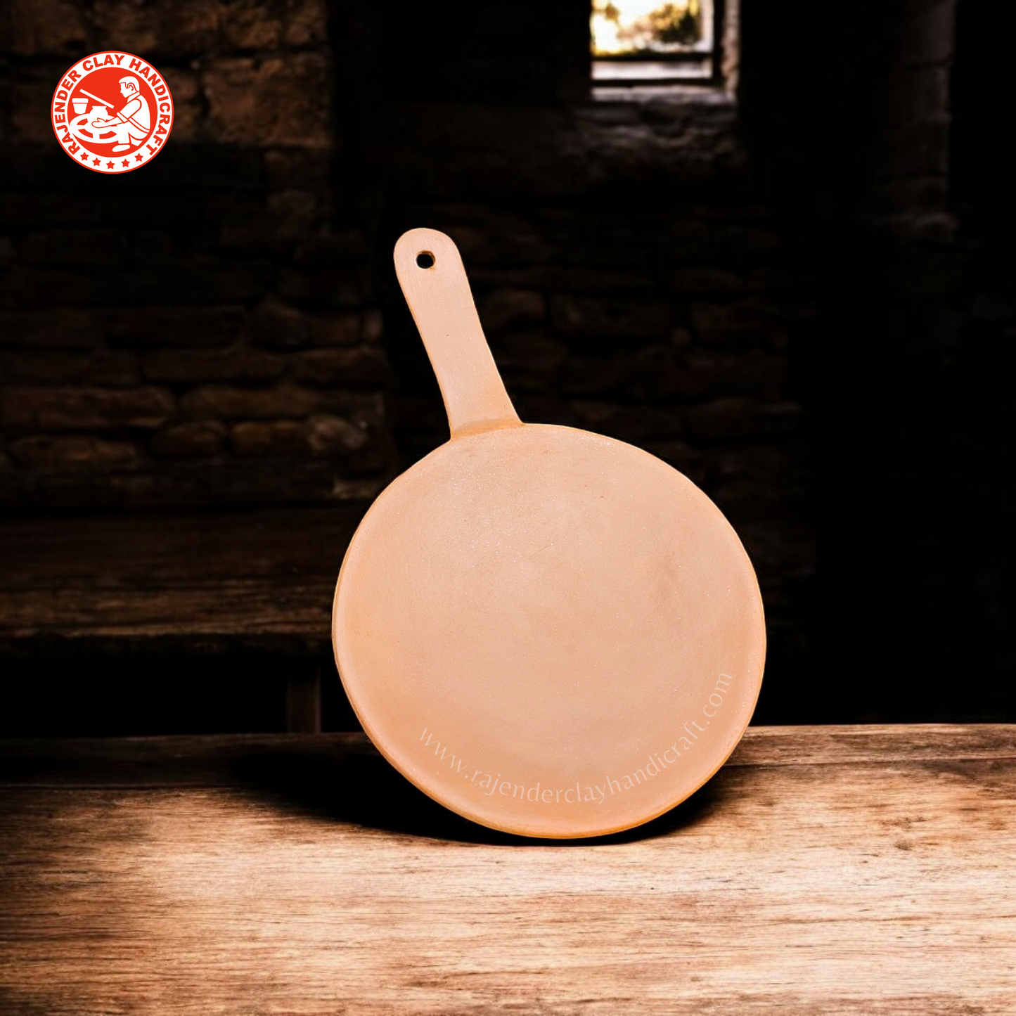 Natural Handle Tawa by Rajender Clay Handicraft – Perfect for Authentic Cooking | Mitti Tawa | Eco-friendly Clay Tawa