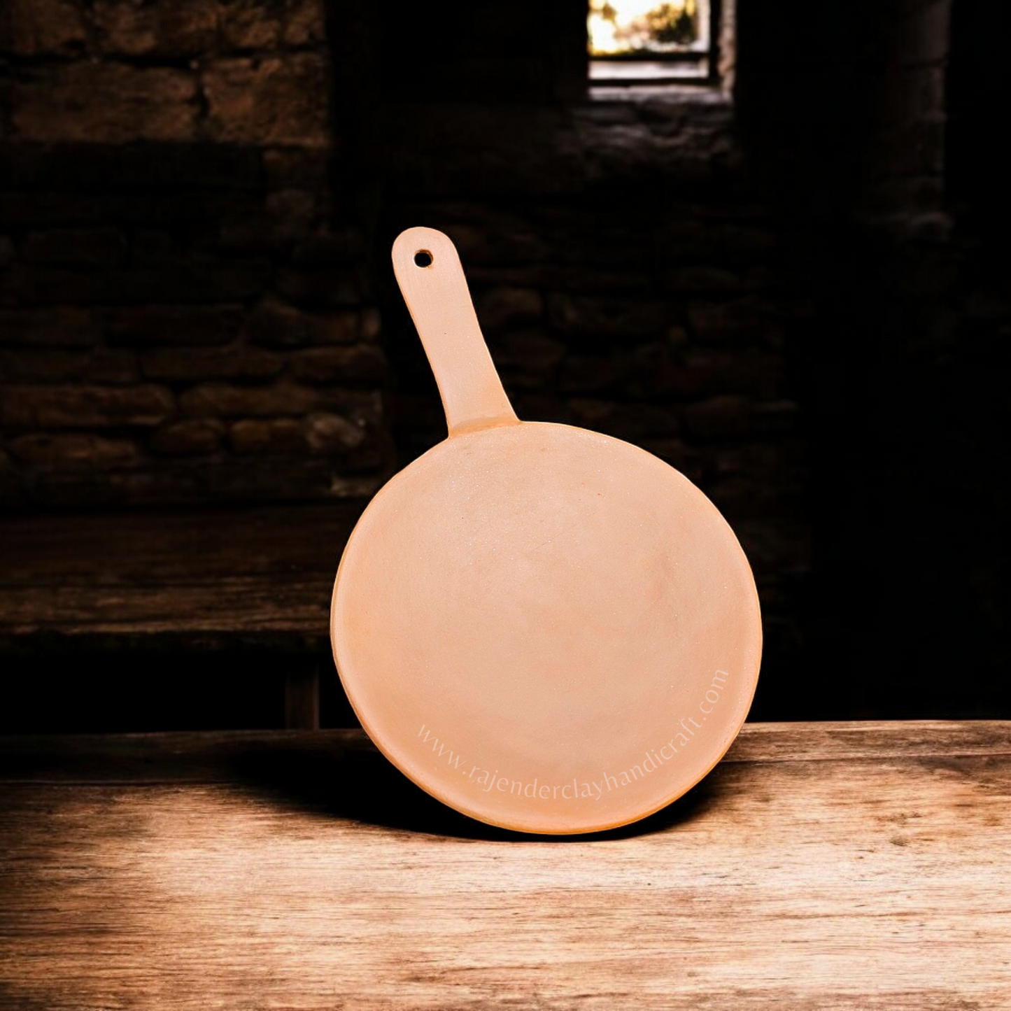 Natural Handle Tawa by Rajender Clay Handicraft – Perfect for Authentic Cooking | Mitti Tawa | Eco-friendly Clay Tawa