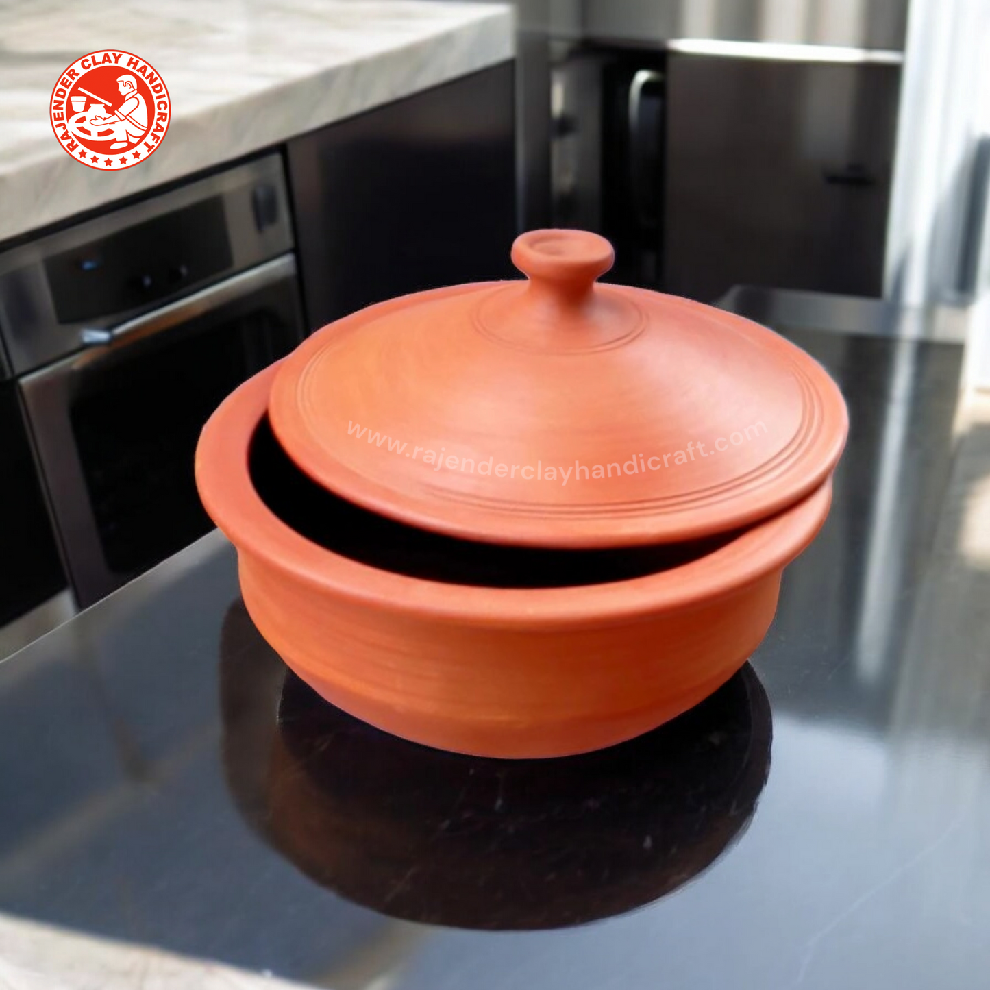 South Indian Kadhai by Rajender Clay Handicraft – Handmade Traditional Clay Cookware