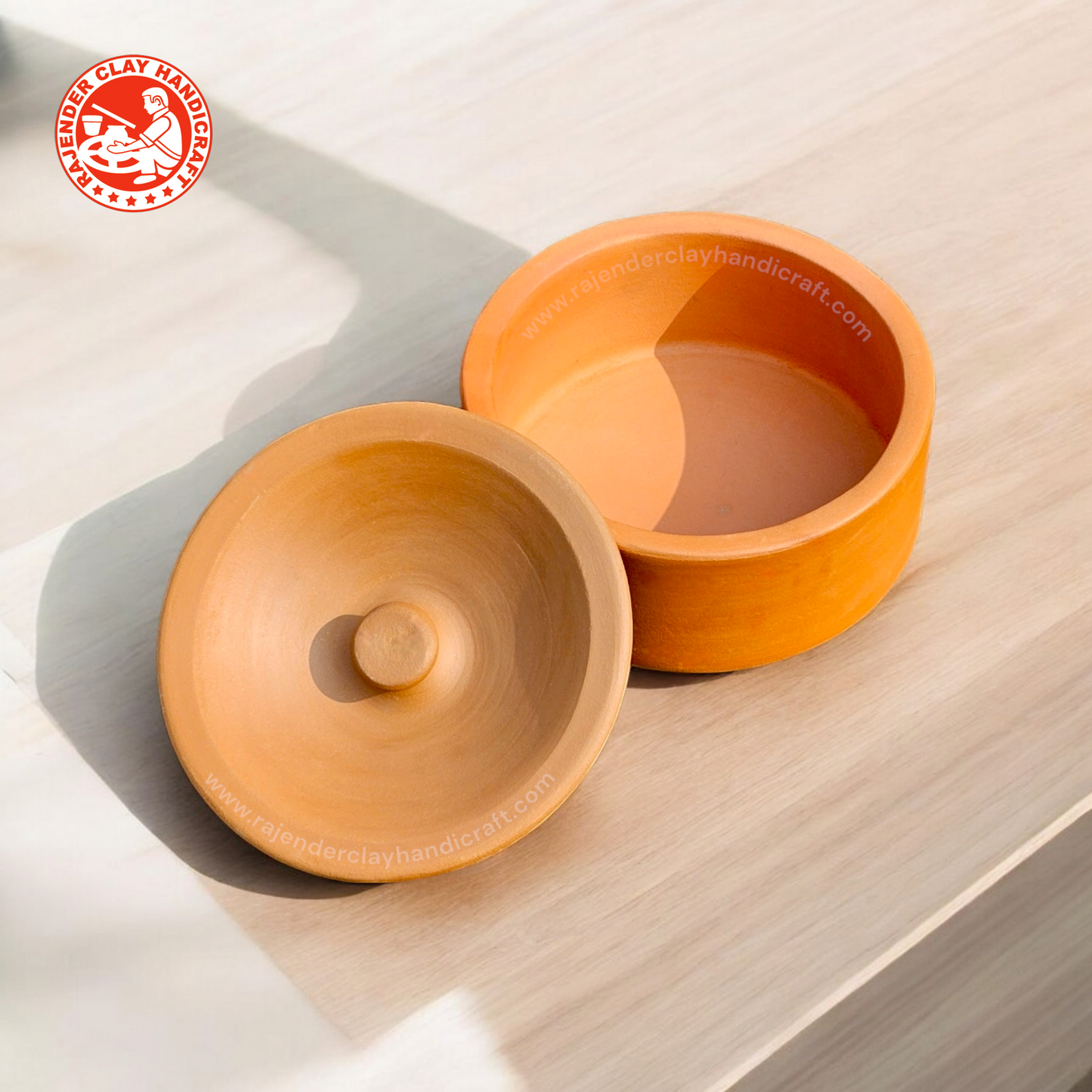 Flat Curd Pot for Dahi by Rajender Clay Handicraft – Handmade Traditional Clay Pot