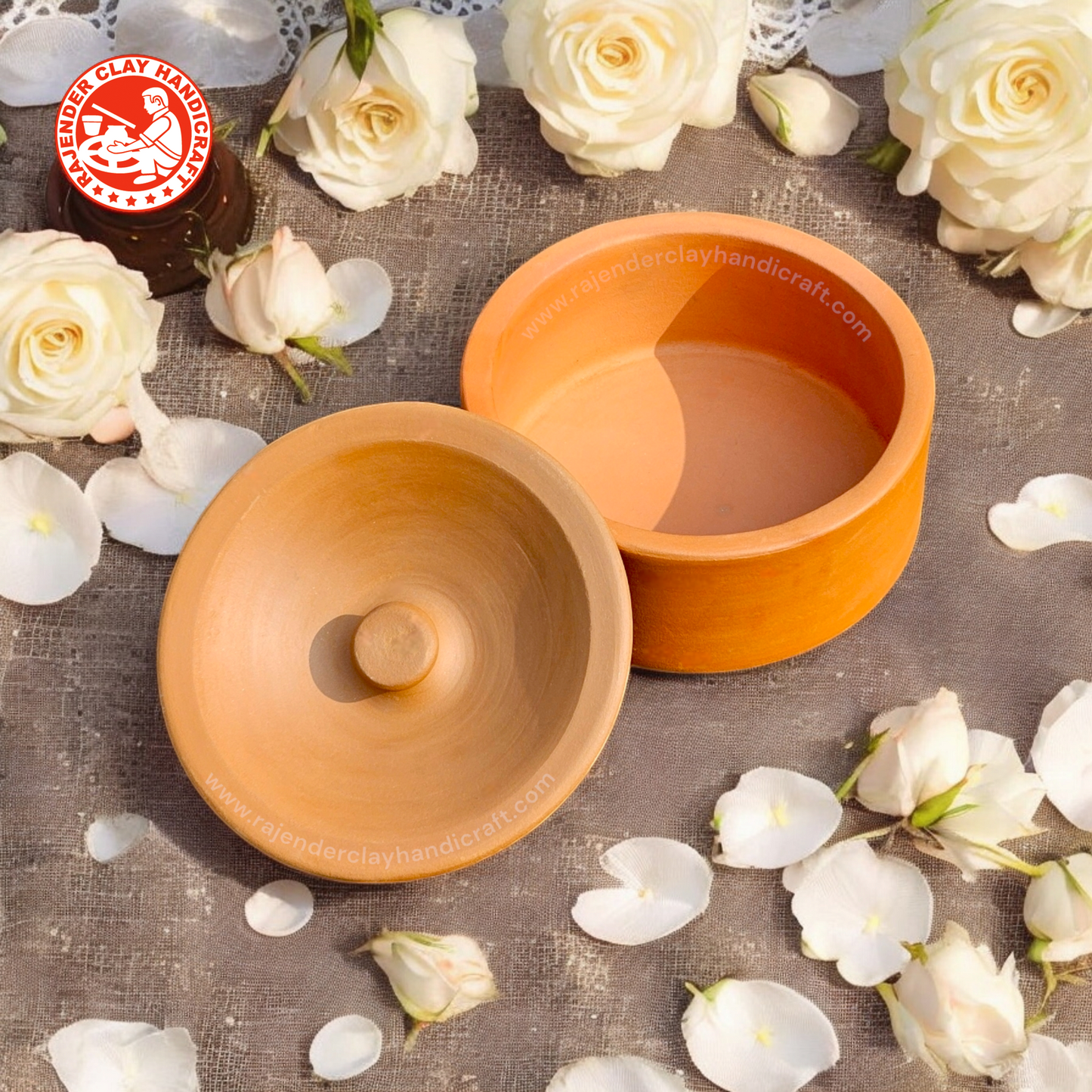 Flat Curd Pot for Dahi by Rajender Clay Handicraft – Handmade Traditional Clay Pot