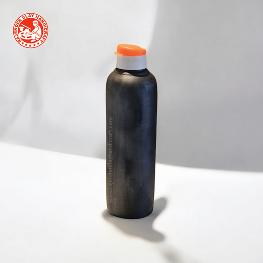 Mitti Black Carry Bottle for Healthy Water by Rajender Clay Handicraft – Eco-Friendly and Stylish Clay Bottle