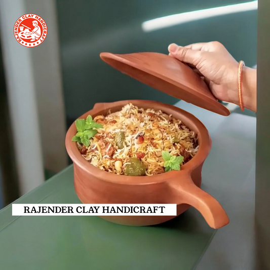 Mitti Sauce Pan by Rajender Clay Handicraft – Traditional Clay Pan for Tea, Milk, and Cooking