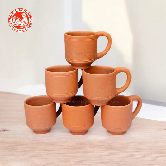 Handmade Set of 6 Mitti Cups by Rajender Clay Handicraft – Eco-Friendly Clay Drinkware