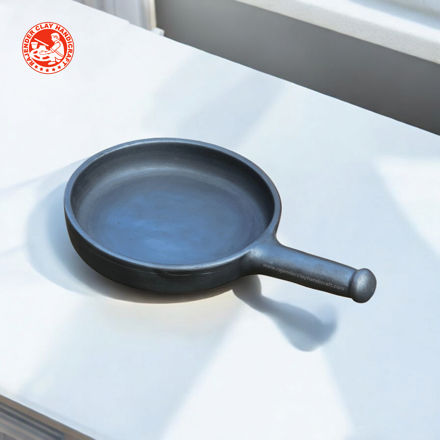 Black Mitti Fry Pan by Rajender Clay Handicraft – Handmade Traditional Clay Skillet