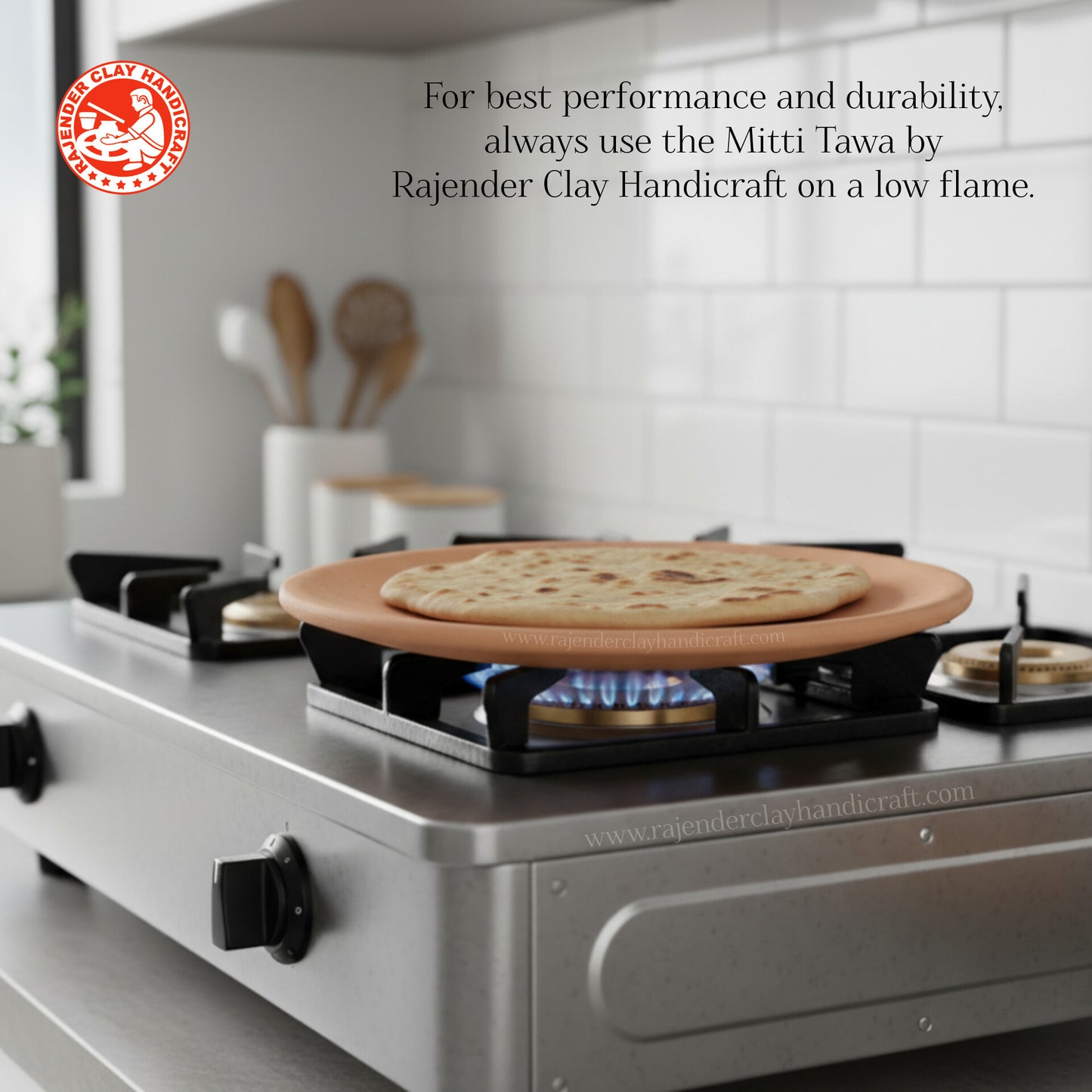 Handcrafted Clay Mitti Tawa by Rajender Clay Handicraft | Eco-Friendly Non-Stick Earthen Cookware | Perfect for Roti, Paratha, Dosa, Chapati | Traditional, Natural & Sustainable