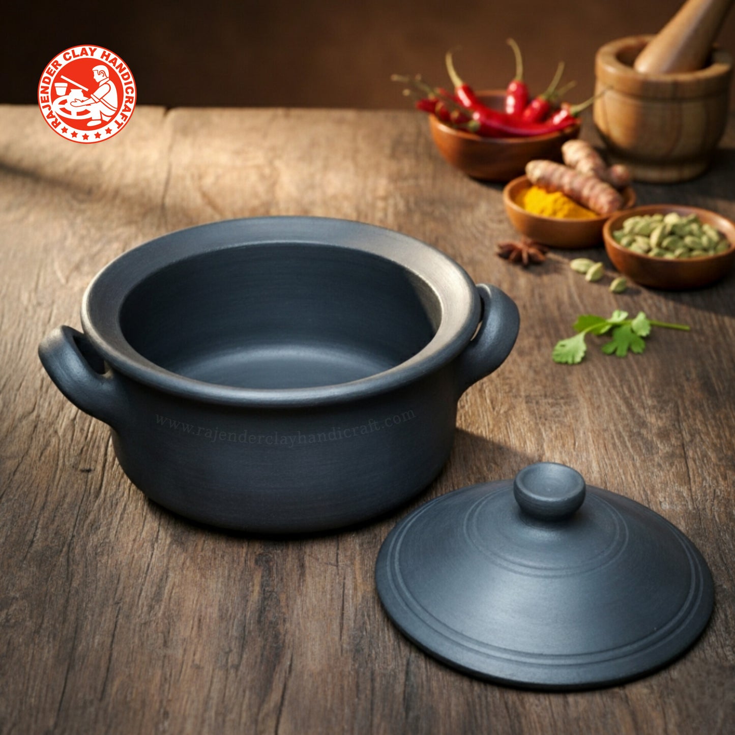 Handmade Flat Clay Kadhai | Multi-Purpose Earthen Cookware for Healthy Cooking | Durable, Eco-Friendly & Non-Toxic | Authentic Craft by Rajender Clay Handicraft