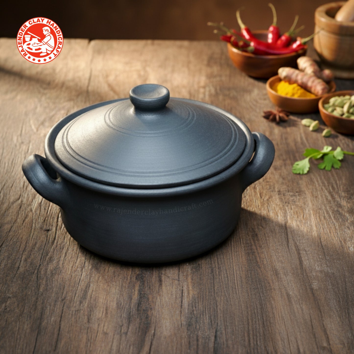 Handmade Flat Clay Kadhai | Multi-Purpose Earthen Cookware for Healthy Cooking | Durable, Eco-Friendly & Non-Toxic | Authentic Craft by Rajender Clay Handicraft