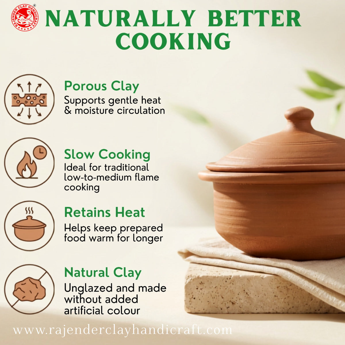 Handmade South Indian Clay Kadhai | Traditional Earthen Cooking Pot | Natural & Non-Toxic Cookware by Rajender Clay Handicraft