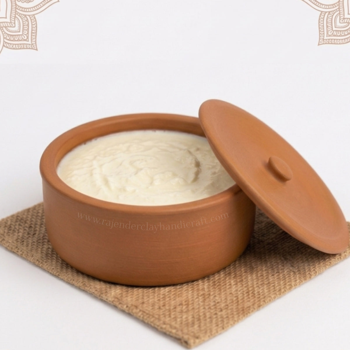 Handmade Terracotta Flat Curd Pot for Thick Dahi, Yogurt Fermentation, Ambali, Food Serving & Storage, Sprouting Seeds and Soaking Grains – Traditional Natural Clay Pot by Rajender Clay Handicraft