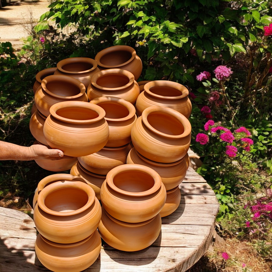 Mitti Handi for Multipurpose Cooking | Handmade Clay Pot for Gas & Microwave | Traditional Earthen Cookware by Rajender Clay Handicraft