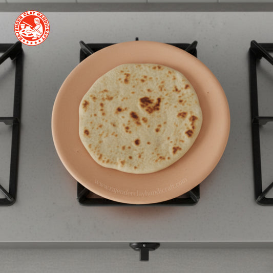 Handcrafted Clay Mitti Tawa by Rajender Clay Handicraft | Eco-Friendly Non-Stick Earthen Cookware | Perfect for Roti, Paratha, Dosa, Chapati | Traditional, Natural & Sustainable