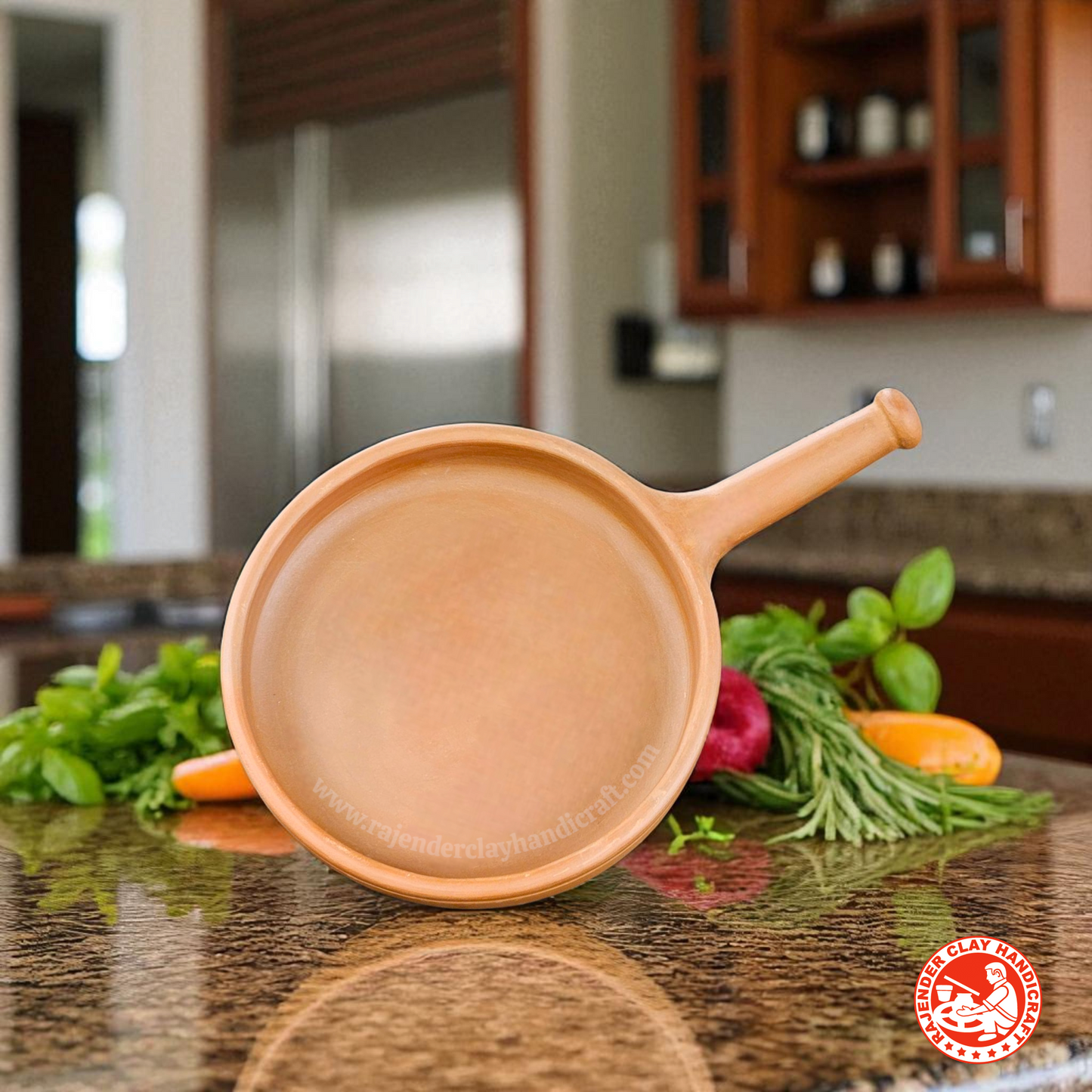 Mitti Fry Pan by Rajender Clay Handicraft – 100% Natural Clay Cooking Pan for Healthy and Authentic Flavors