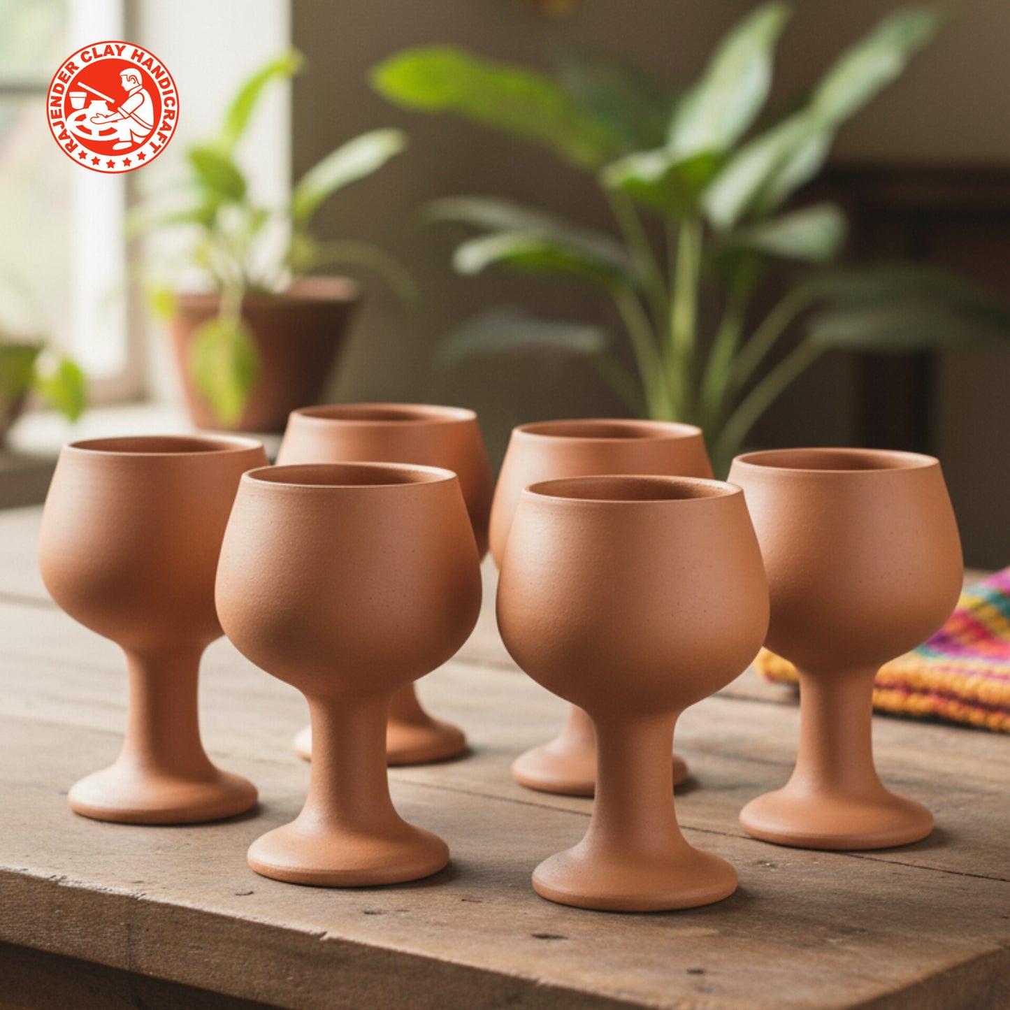 Handmade Tulip Glass by Rajender Clay Handicraft | Natural Earthen Drinkware | Eco-Friendly Mitti Glass for Water, Milk, Juices, Lassi & Beverages | Traditional Clay Glass for Regular Use