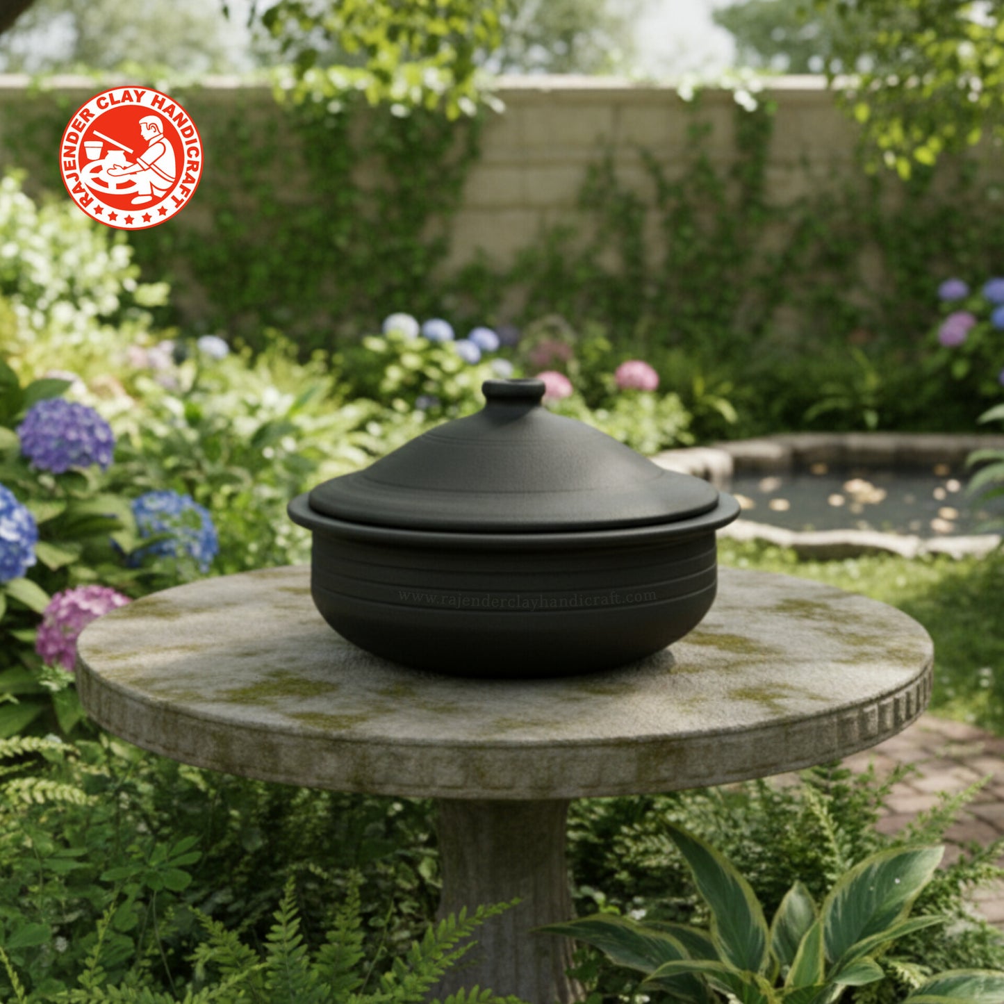 Handmade Black South Indian Clay Kadhai | Traditional Earthen Cooking Pot | Natural & Non-Toxic Cookware by Rajender Clay Handicraft