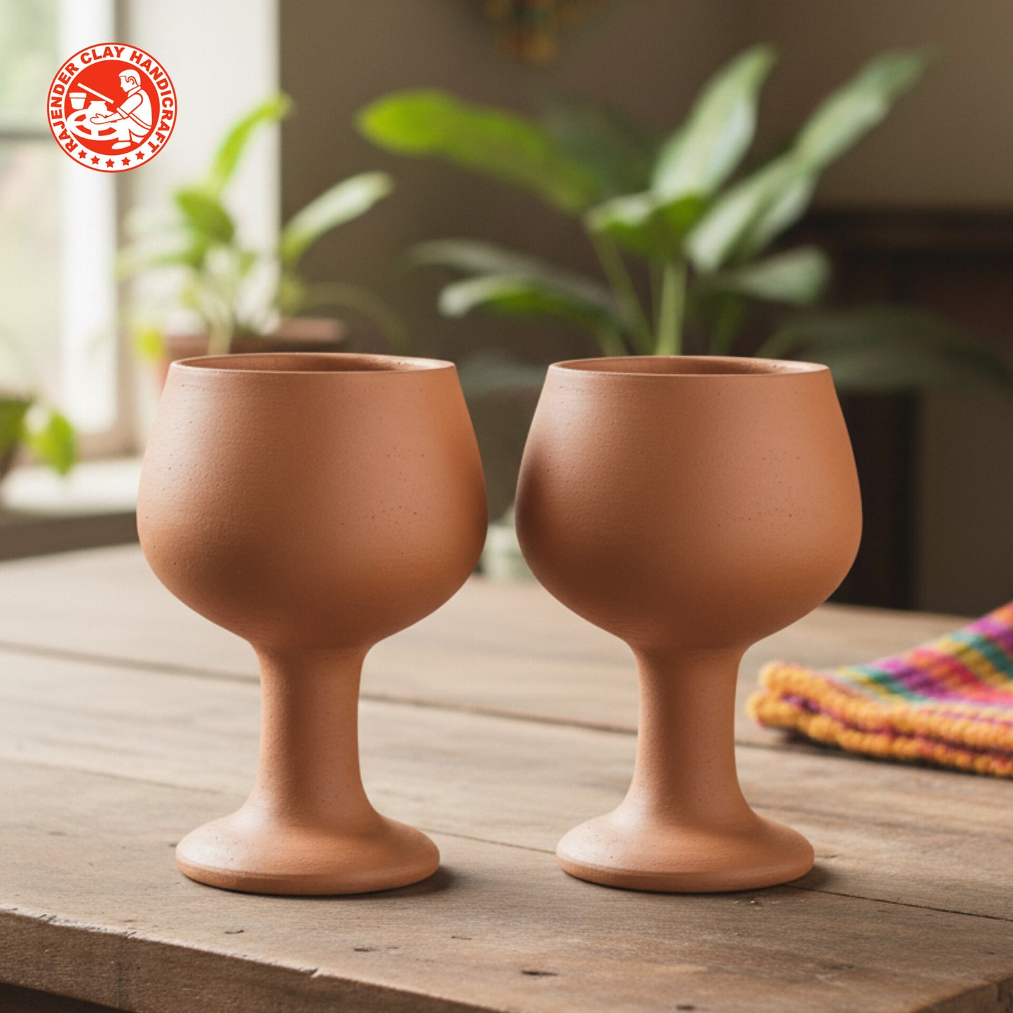 Handmade Tulip Glass by Rajender Clay Handicraft | Natural Earthen Drinkware | Eco-Friendly Mitti Glass for Water, Milk, Juices, Lassi & Beverages | Traditional Clay Glass for Regular Use