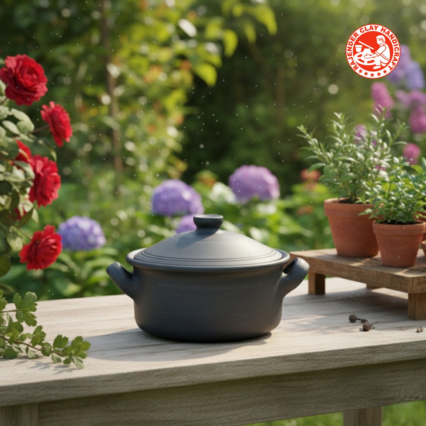 Handmade Flat Clay Kadhai | Multi-Purpose Earthen Cookware for Healthy Cooking | Durable, Eco-Friendly & Non-Toxic | Authentic Craft by Rajender Clay Handicraft