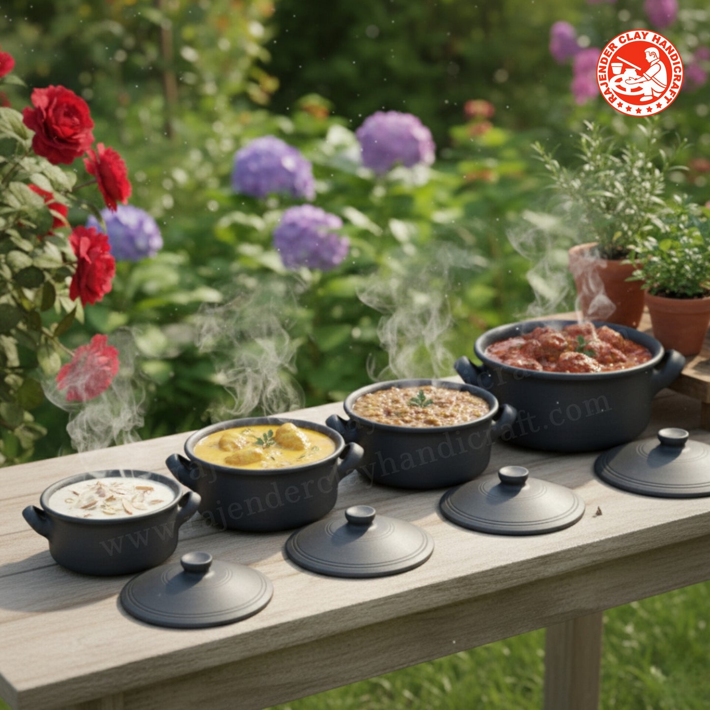 Handmade Flat Clay Kadhai | Multi-Purpose Earthen Cookware for Healthy Cooking | Durable, Eco-Friendly & Non-Toxic | Authentic Craft by Rajender Clay Handicraft