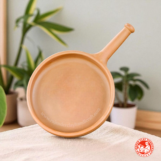 Mitti Fry Pan by Rajender Clay Handicraft – 100% Natural Clay Cooking Pan for Healthy and Authentic Flavors