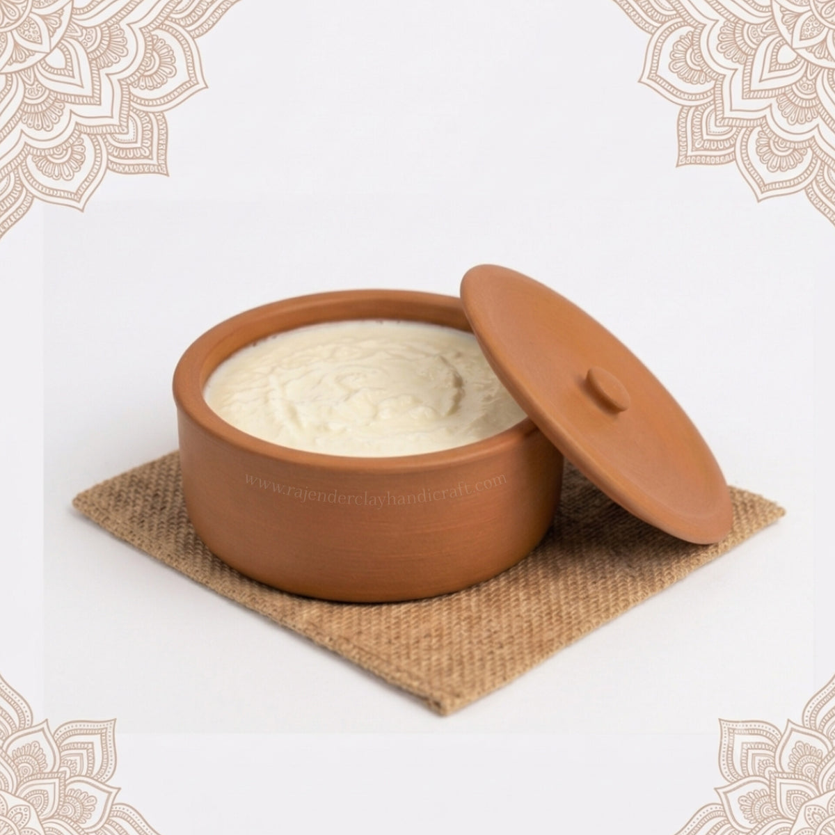 Handmade Terracotta Flat Curd Pot for Thick Dahi, Yogurt Fermentation, Ambali, Food Serving & Storage, Sprouting Seeds and Soaking Grains – Traditional Natural Clay Pot by Rajender Clay Handicraft