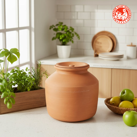 Heritage Matka by Rajender Clay Handicraft | 100% Pure Natural Mitti Clay Water Pot | Handmade Earthen Pot for Cool, Pure & Healthy Drinking Water | Eco-Friendly & Traditional