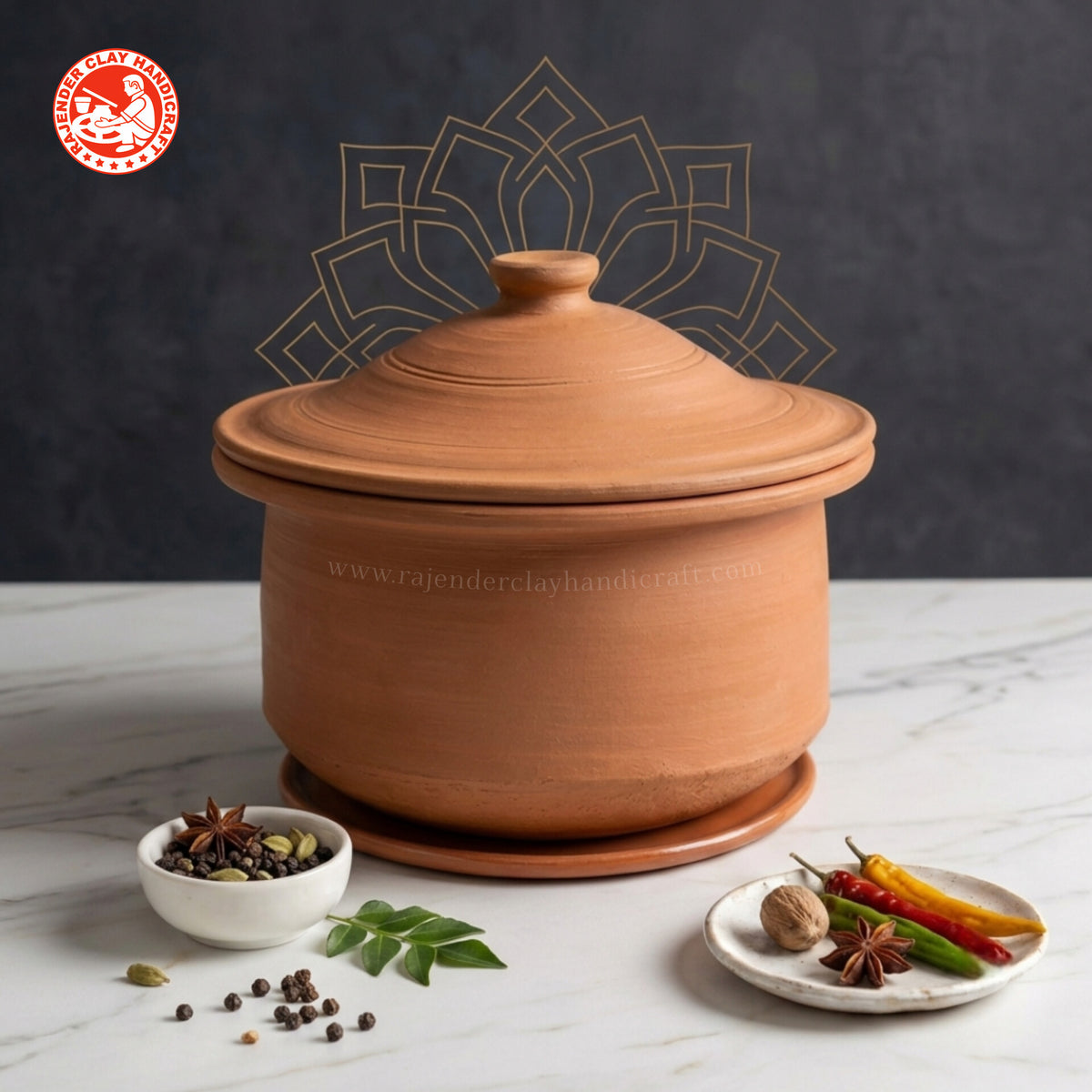 Mitti Patila for All Types of Cooking by Rajender Clay Handicraft – Handmade Organic Clay Pot, Natural Earthen Cookware, Traditional Indian Mitti Handi for Healthy Cooking